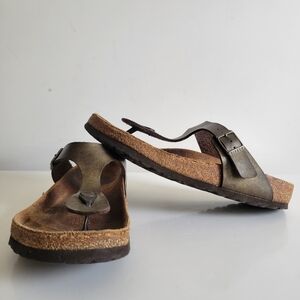 Birkenstock Gizeh Birko-Flor Sz 40 L 9 Comfort Casual Summer Bronze Sandals‎